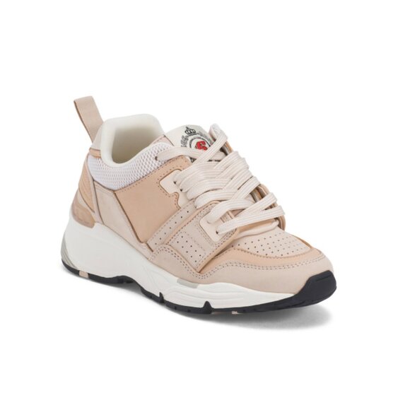 SANDRO Camel Leather Mixed Material Sneakers - Picture 1 of 2